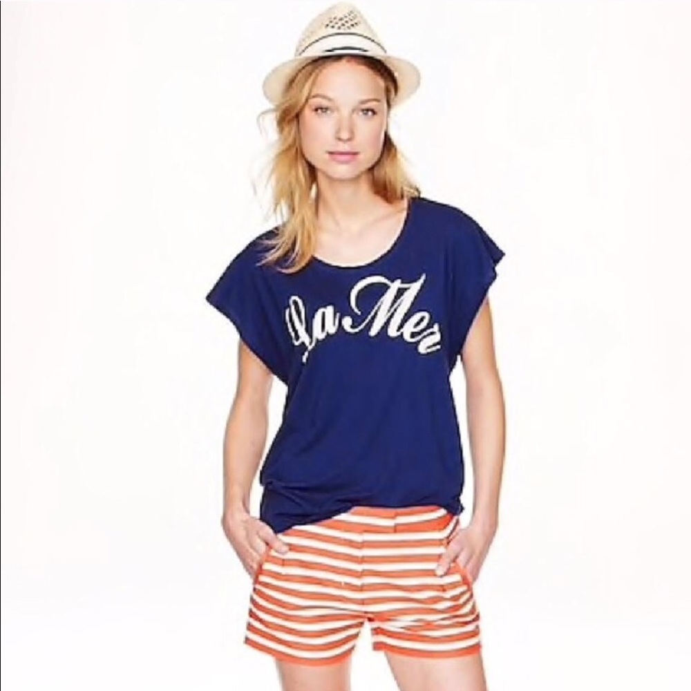 J. Crew Coral Striped Shorts